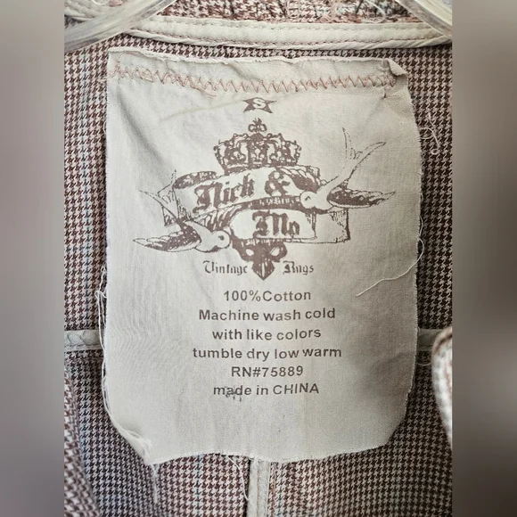 Vintage  Nick & Mo  Ruffled micro-check Dusty Rose Jacket Size S - Picture 11 of 11